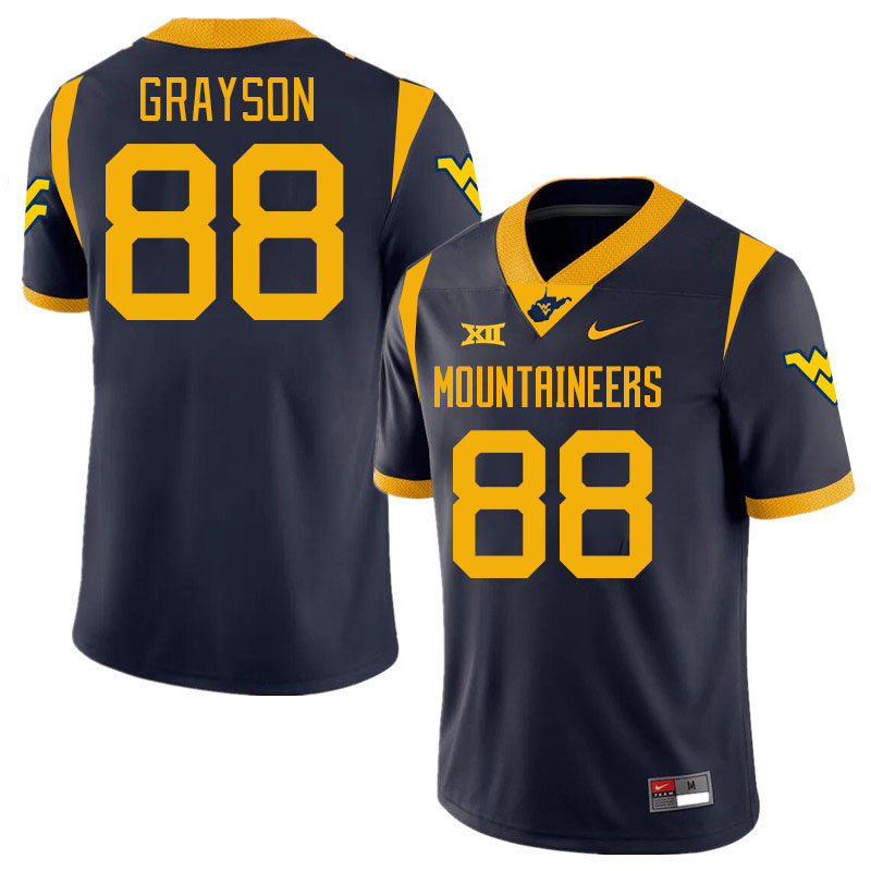 Men #88 Donovan Grayson West Virginia Mountaineers College 2024 New Uniforms Football Jerseys Stitch